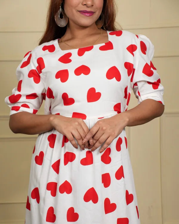white dress with red hearts Red Heart Dress XL