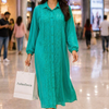Rama Green Chikankari Shirt Dress