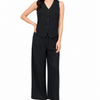 Black Waist Coat with Wide-Leg Trouser Co-ord Set