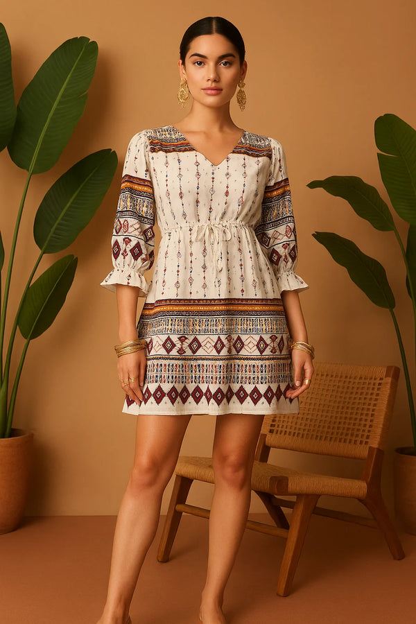 Solid Cream Straight Kurti with Subtle Embroidery