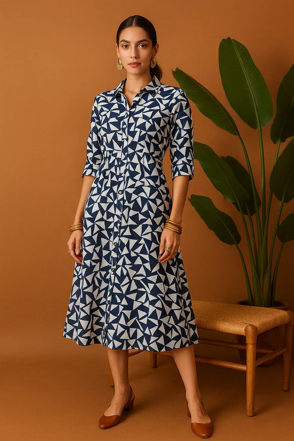 Abstract Print Shirt Dress
