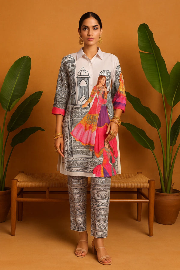 Co-Ord Set with Designer Kurta and Straight Pants