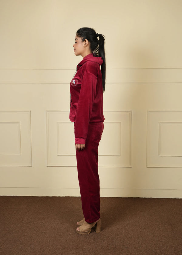 velvet short jacket trouser coord set