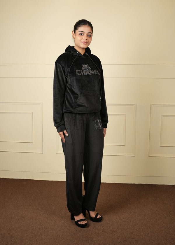 velvet shorttop trouser coord set