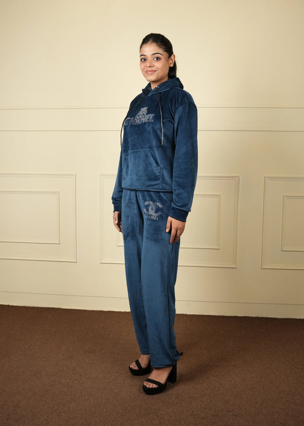 velvet shorttop trouser coord set