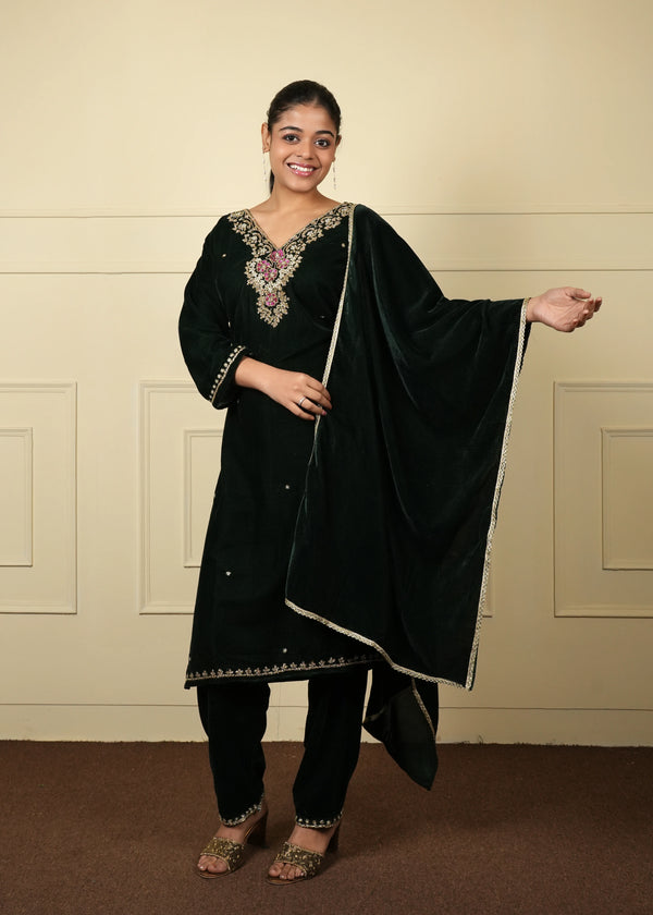 Velvet kurti set