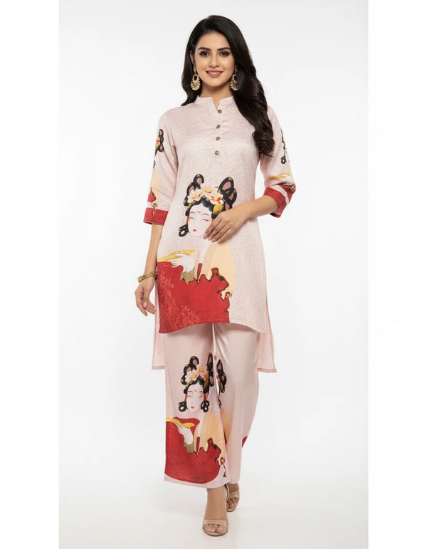 Light Pink Printed Co-ord Set
